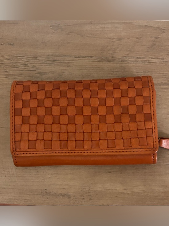 Handbags - Woven Leather Clutch Wallet - Orange